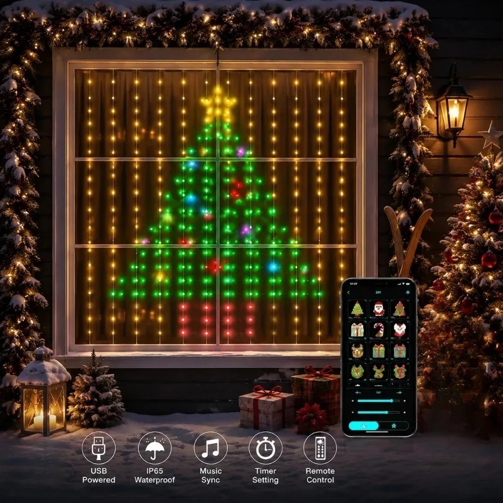 Home Lighting And Decor - Luces LED de cortina de píxeles,