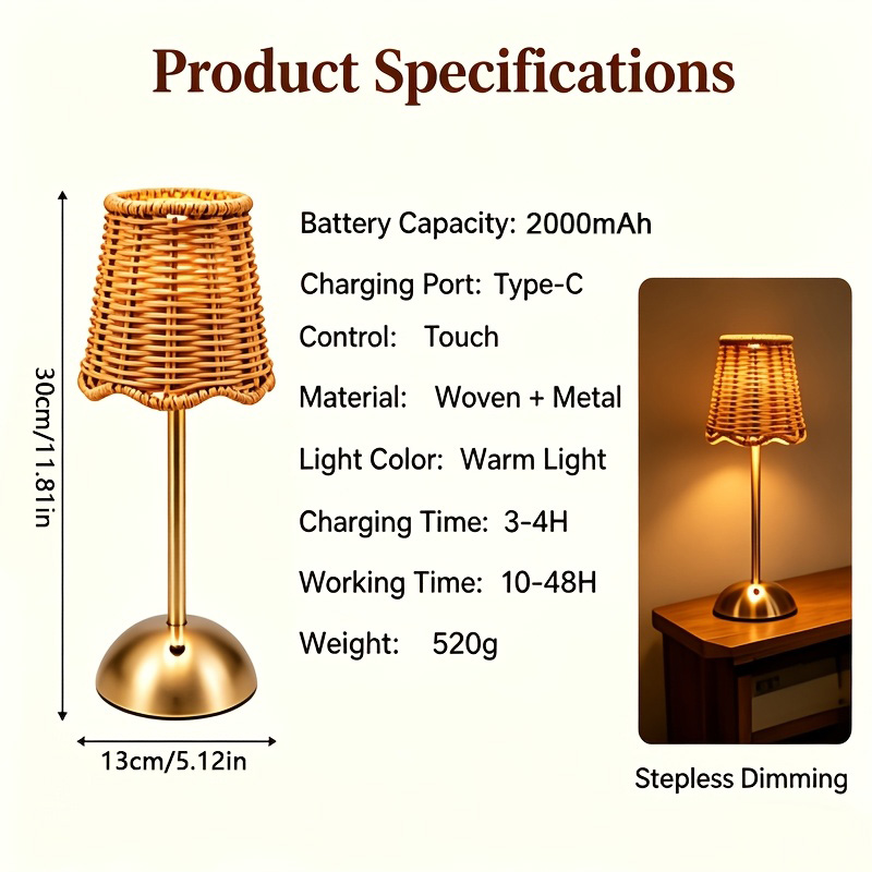 Lámpara de Mesa de Ratán Tejid - Home Lighting And Decor reseña y precio